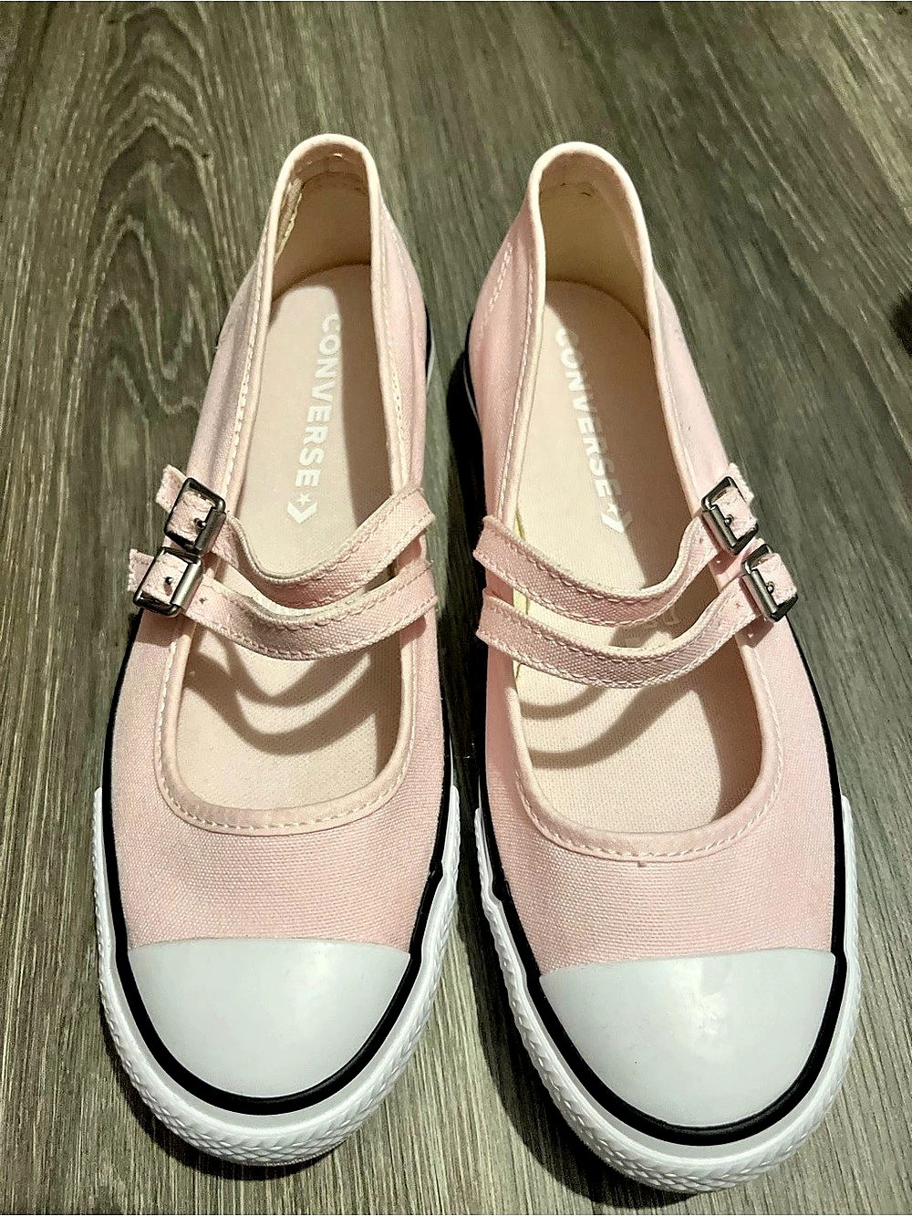 Converse All Star Double Strap Mary Jane Sneakers Pink & White US 9